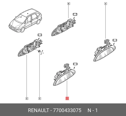 Ручка двери RENAULT 7700433075
