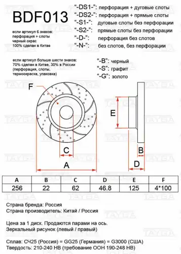 Диск перфорированный BDF013-D-B TAYGA
