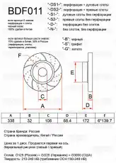 Тормозной диск TAYGA BDF011-N-B