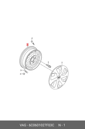 6C0601027F03C Стальной диск rallyeschwarz VAG