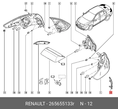 REFLECTOR-LH 265655133R RENAULT