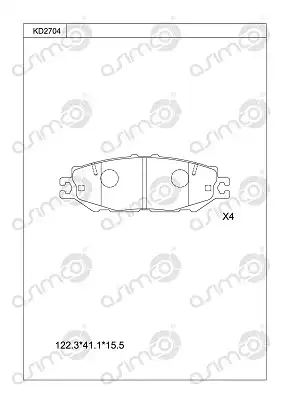 PAD KIT, DISC BRAKE KD2704 ASIMCO