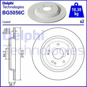 Тормозной диск DELPHI BG5056C полный , задняя ось