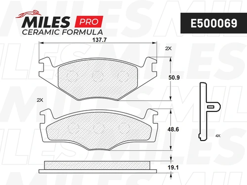 Тормозные колодки дисковые передняя ось MILES E500069