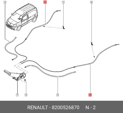 Трос ручного тормоза RENAULT 8200526870