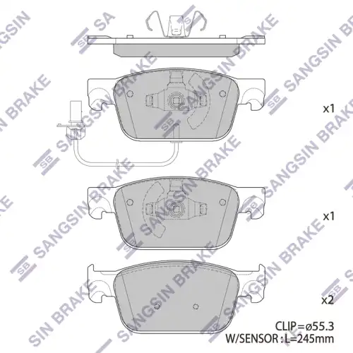 Тормозные колодки дисковые передняя ось SANGSIN SP4134