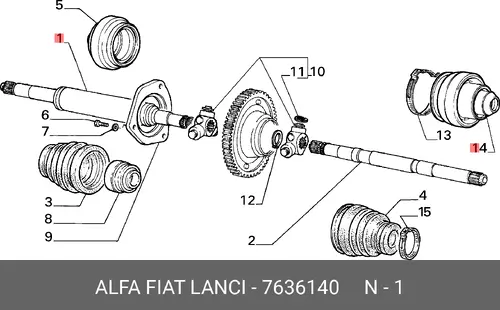 ПОЛУОСЬ ПРАВ. 7636140 FIAT