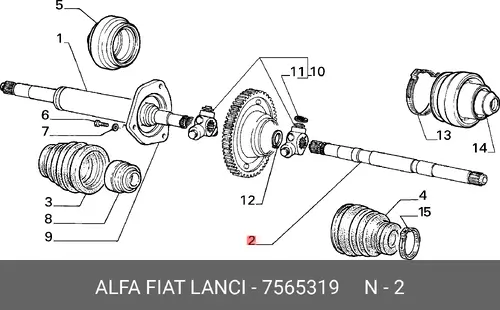 ПОЛУОСЬ ЛЕВ. 7565319 FIAT