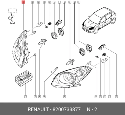 Фара RENAULT 8200733877