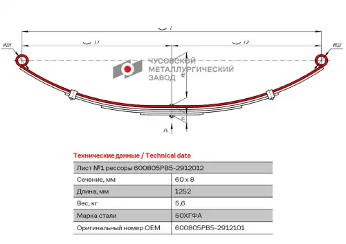 Лист №1 600805РВ5-2912101 ЧУСОВСКАЯ РЕССОРА