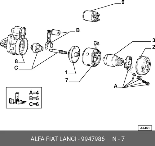 Статор стартера 9947986 LANCIA