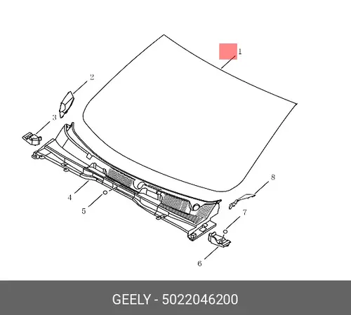 5022046200 Стекло ветровое GEELY