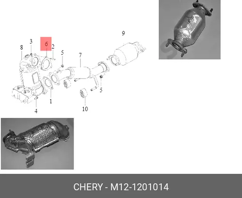 Прокладка глушителя CHERY / EXEED M12-1201014