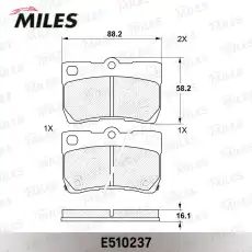 Тормозные колодки дисковые задняя ось MILES E510237