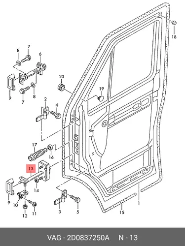 РЕМ.КОМПЛЕКТ ДВЕРИ 2D0 837 250A VAG