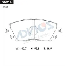 Тормозные колодки дисковые передняя ось ADVICS SN314