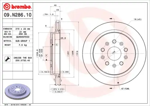 Тормозной диск BREMBO 09.N286.11
