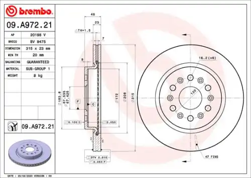 Деталь 09.A972.21 BREMBO