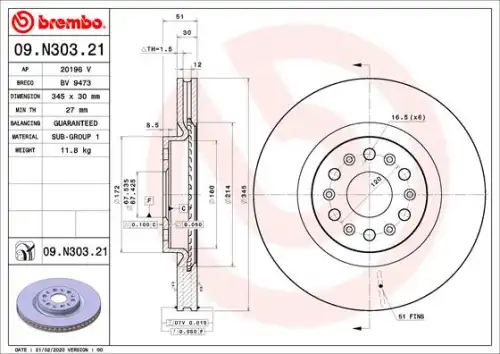 Деталь 09.N303.21 BREMBO