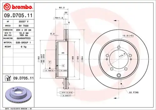 Тормозной диск BREMBO 09.D705.11