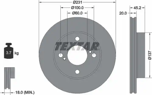Тормозной диск TEXTAR 92309403