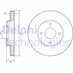 Тормозной диск DELPHI BG4953C вентилируемый , передняя ось