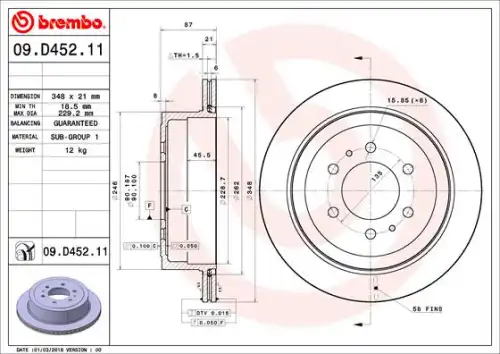 Тормозной диск BREMBO 09.D452.11