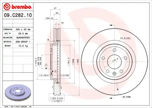 Тормозной диск BREMBO 09.C282.11