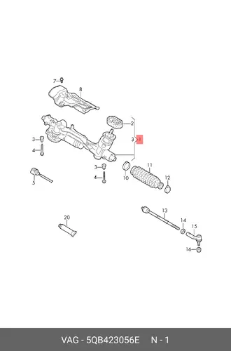 Рулевая рейка VAG 5QB423056E