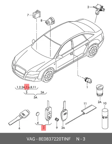 KEY 8E0837220TINF VAG