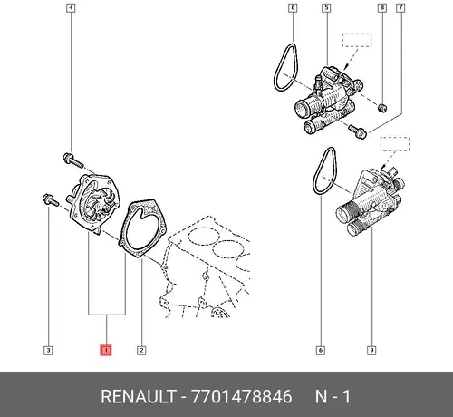 Насос системы охлаждения (помпа) RENAULT 7701478846