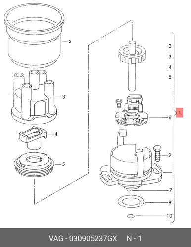 Распределитель зажигания 030905237GX VAG