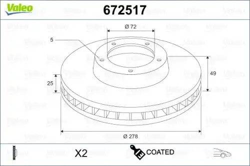 Тормозной диск VALEO 672517