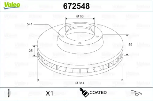 Тормозной диск VALEO 672548