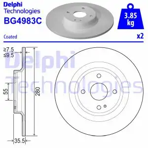 Тормозной диск DELPHI BG4983C полный , задняя ось