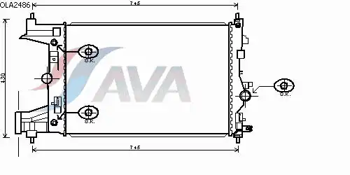 Радиатор системы охлаждения двигателя AVA OLA2486