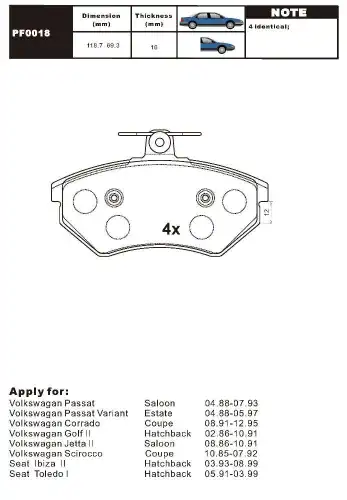 Тормозные колодки дисковые AIKO PF0018