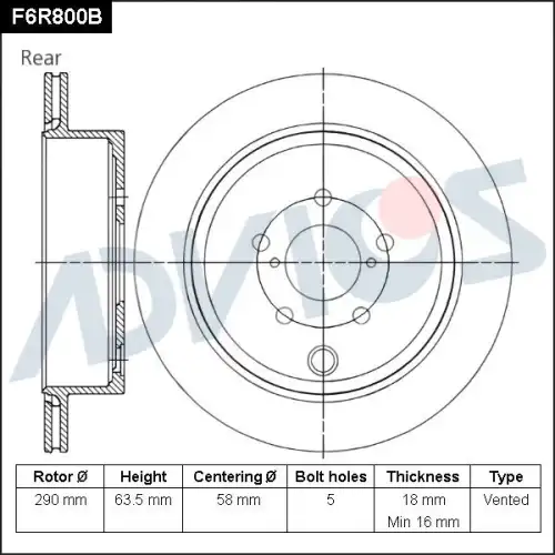Тормозной диск ADVICS F6R800B