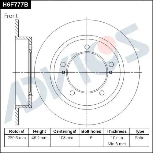 Тормозной диск ADVICS H6F777B