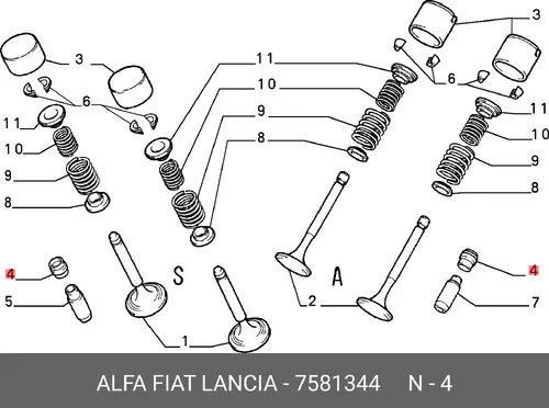 маслосъемные колпачки Audi 7581344 LANCIA