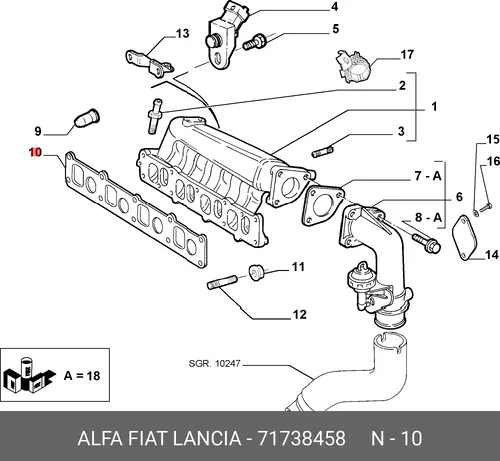 Прокладка коллектора FIAT 71738458