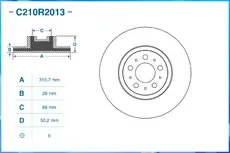 Тормозной диск CWORKS C210R2013 вентилируемый , передняя ось