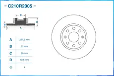 Тормозной диск CWORKS C210R2005 вентилируемый , передняя ось