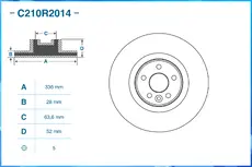 Тормозной диск CWORKS C210R2014 вентилируемый передняя ось