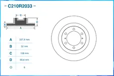 Тормозной диск CWORKS C210R2033 вентилируемый , передняя ось