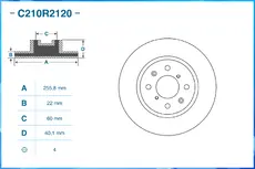 Тормозной диск CWORKS C210R2120 вентилируемый передняя ось