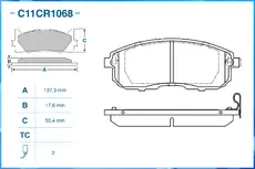 Тормозные колодки дисковые CWORKS C11CR1068