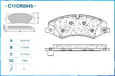 Тормозные колодки дисковые CWORKS C11CR0045