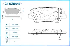Тормозные колодки дисковые CWORKS C12CR0042