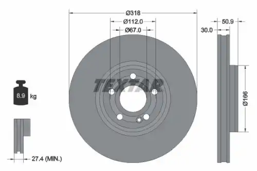 Тормозной диск TEXTAR 92316705